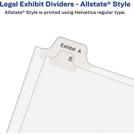 82227 Pack of 25 8.5 x 11 inches Side Tab Avery Individual Legal Exhibit Dividers 29 Allstate Style